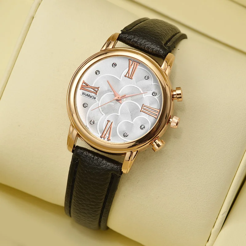 Женское платье роскошные часы reloj mujer WoMaGe Топ бренд для женщин браслет кожаный
