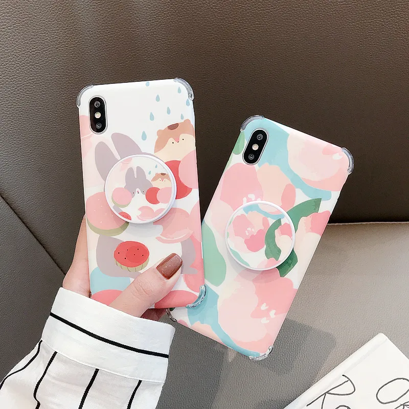 

FastDeng Fashion Simple Abstract Squirrel Phone Cases for iPhone 8 6 7 Plus Case Cute Cover with Bracket for iPhone X XR XS Max