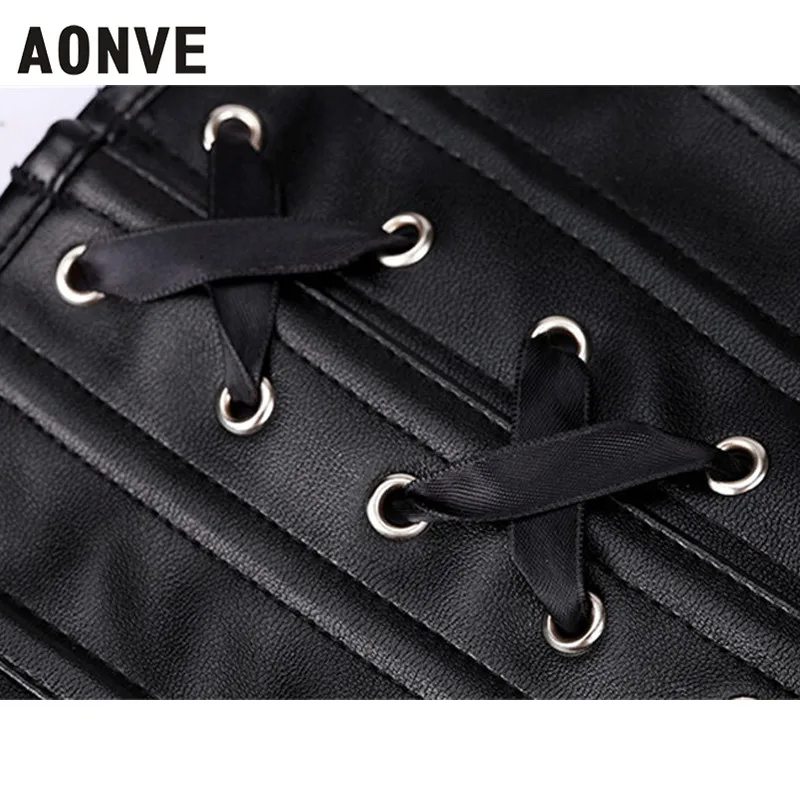 AONVE, стимпанк корсет, кожа, готика, одежда для женщин, плюс размер, Overbust Korse, топы, 6XL, панк, сексуальное красное белье, бюстье на молнии