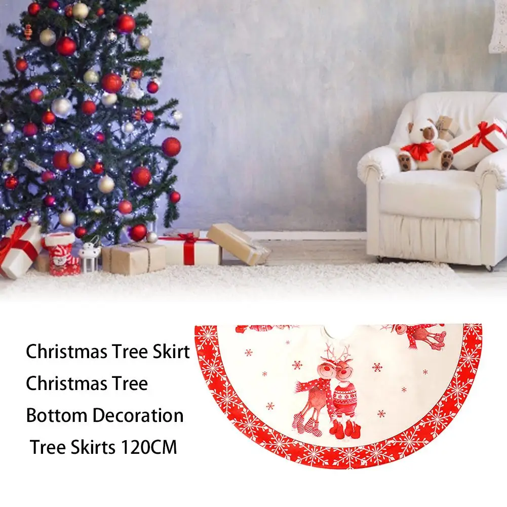 Красные, белые юбки для рождественской елки, вечерние ковры, рождественские украшения для дома, Нетканая Рождественская юбка для елки, фартуки 120 см