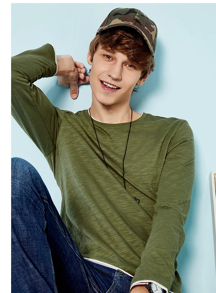 SEMIR, длинный рукав, футболка, мужская, весна и осень, футболка, мужская, хлопок, джемпер, тонкая, одноцветная, мужская одежда s