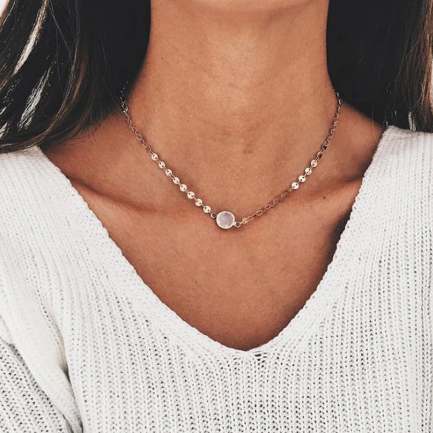

Simple boho Opal Chocker Gold Coin Choker Necklace For Women Necklaces colar collares collier femme kolye bijoux