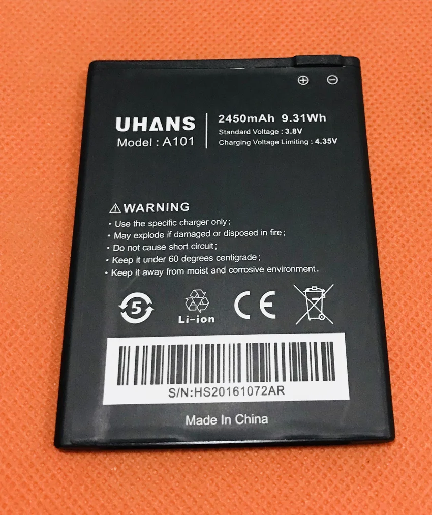 Б/у оригинальный аккумулятор батарея 2450 мАч для UHANS A101S MTK6580 Quad Core 5 0 &quotHD |