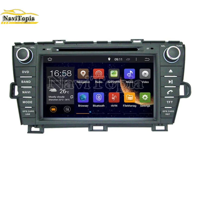 Best NAVITOPIA 4G RAM 64G ROM PX6 Six Core Android 9.0 Car DVD Player GPS Navigation for Toyota Prius right driving 2009 2010- 1