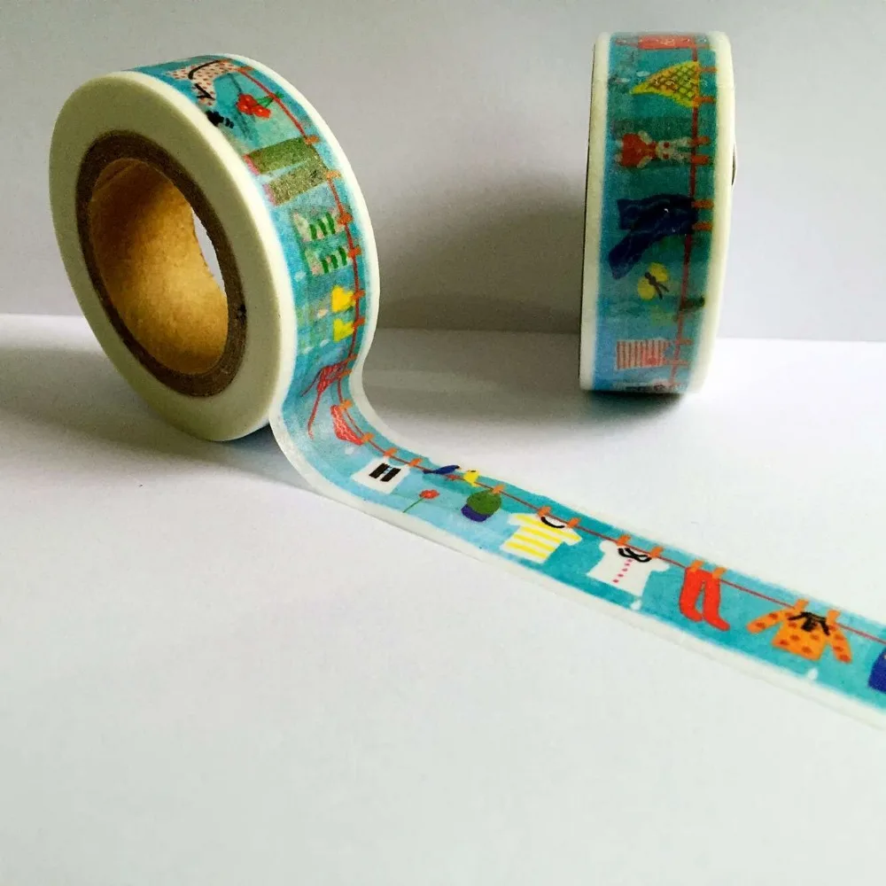 Free shipping 15mm*10m high quality washi paper tape/color clothes