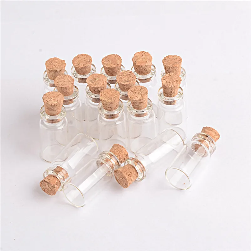 Mini Bayonet Glass Bottles With Cork 100 pcs 0.8 ml 12X24X6 mm Empty Small Wishing Bottles DY Little Glass Jars Pendants