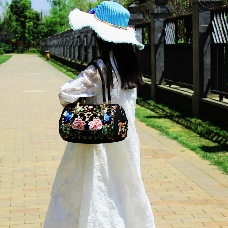 Винтажная женская сумка из парусины с вышитыми цветами и птицами, сумка с вышивкой в виде мандалы, сумки через плечо для женщин и девочек