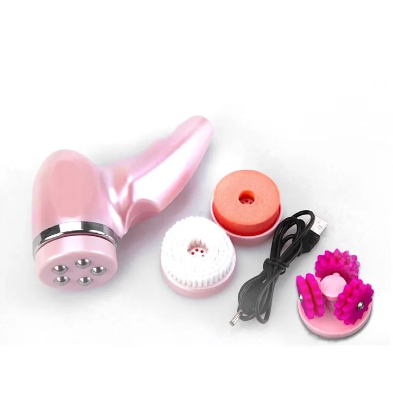4 in 1 Electric Facial Cleaning Brush USB rechargeable Rotary Wash Brush Face Cleanser Massager