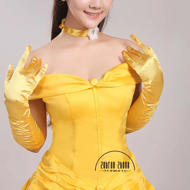 Красота и чудовище Belle золотой костюм для Для женщин для вечеринок для девушек Длинные Платье для косплея COS индивидуальный заказ