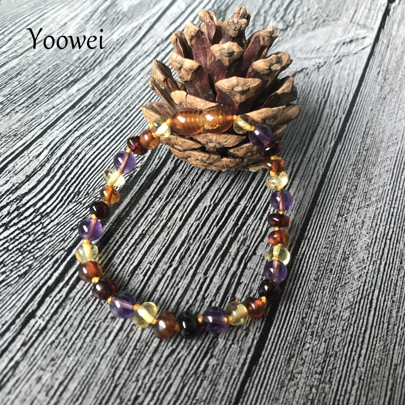 Браслет Yoowei 9 цветов для малышей из янтаря/ожерелье с натуральным аметистом