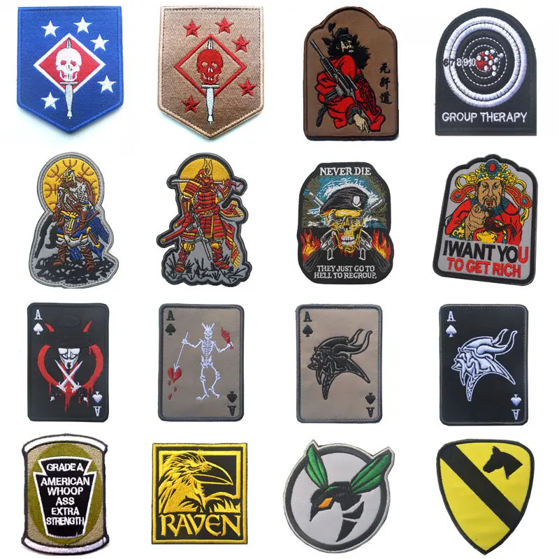 

High Quality 100% Embroidered Armband Velcro Patch Epaulettes Shark Warrior Punisher Mammon Viking Badge Badges Patch Patches