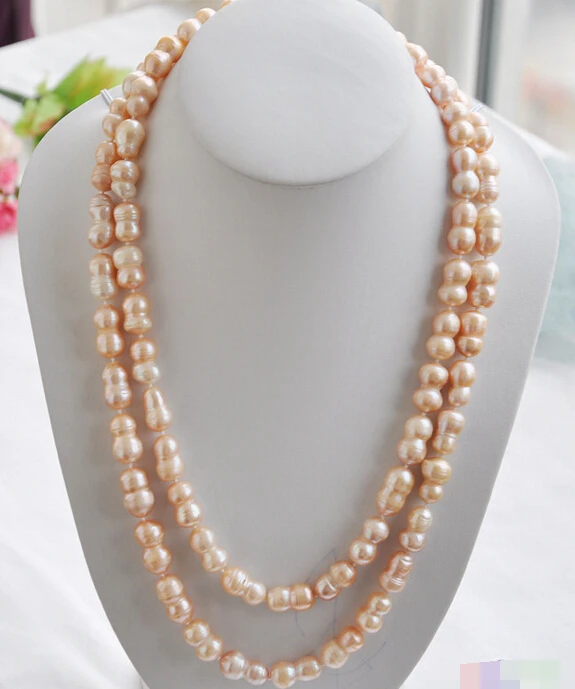 

Miss charm Jew2060 50" PINK peanut DOUBLE BAROQUE FRESHWATER PEARL NECKLACE (A0511)