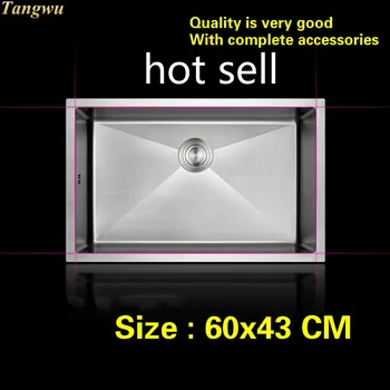 Buy Free Shipping Household Kitchen Manual Sink Single Trough Durable Wash The Dishes 304 Stainless Steel Hot Sell 60x43 CM
