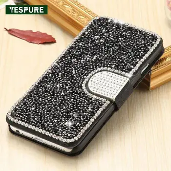 

YESPURE Glitter Rhinestone Phone Case With Credit Card Holder For Iphone 7 Plus Silk Leather Phone Accessories