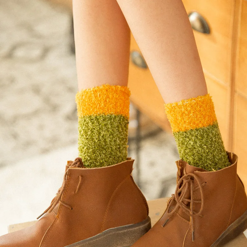 JOPHORA/популярные зимние цветные бархатные домашние плотные теплые носки для мужчин и женщин, пара носков