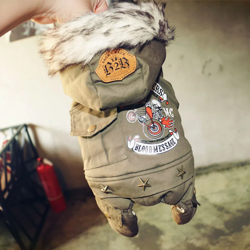 

Winter Warm Dog Clothes for Small Dogs Chihuahua Cotton Jumpsuit for Puppy French Bulldog Motorcyclist Jacket Coat Pet Costume