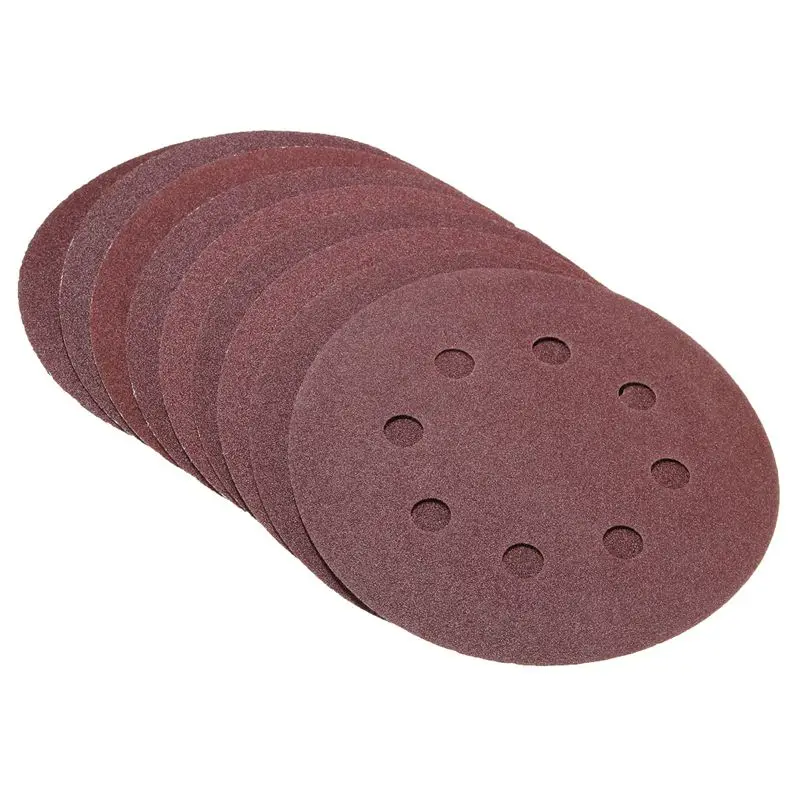 ELEG-5 inch 8 Hole 120 Grit Sand Disc Random Orbit Sandpaper Loop Hook for Sanding Sander