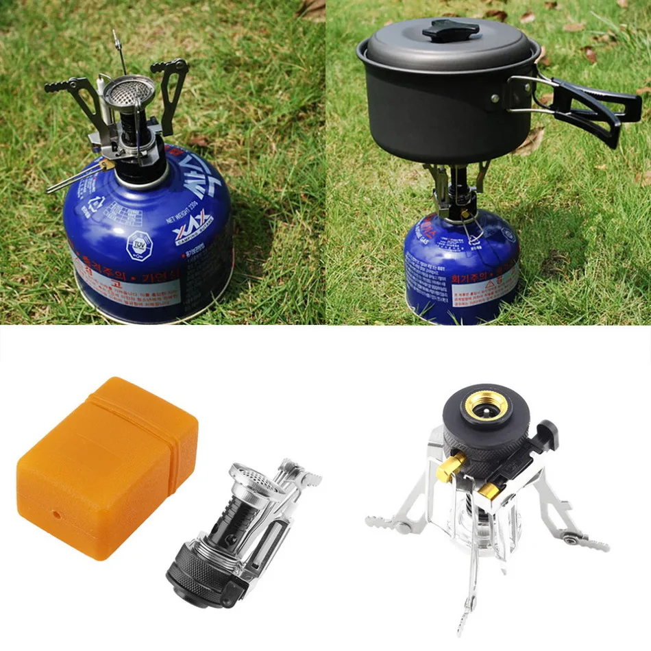 Portable Outdoor Picnic Gas Foldable Camping Mini Steel Stove Case for