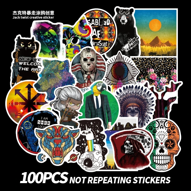 

Hot 100pcs Funny Cartoon Sticker Blu-ray HD Easy Torn Sticker Scrapbook Skateboard Notebook Doodle Waterproof Sticker Pack