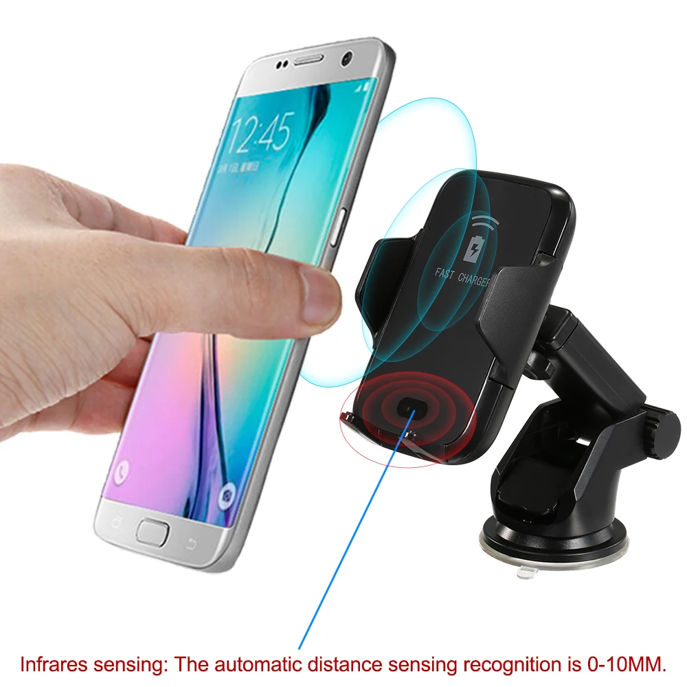 

Wireless Car Charger 10W Vehicle-Mount Phone Stand Holder Auto Charger Adapter for Android Compatible for iPhone Fast Charge