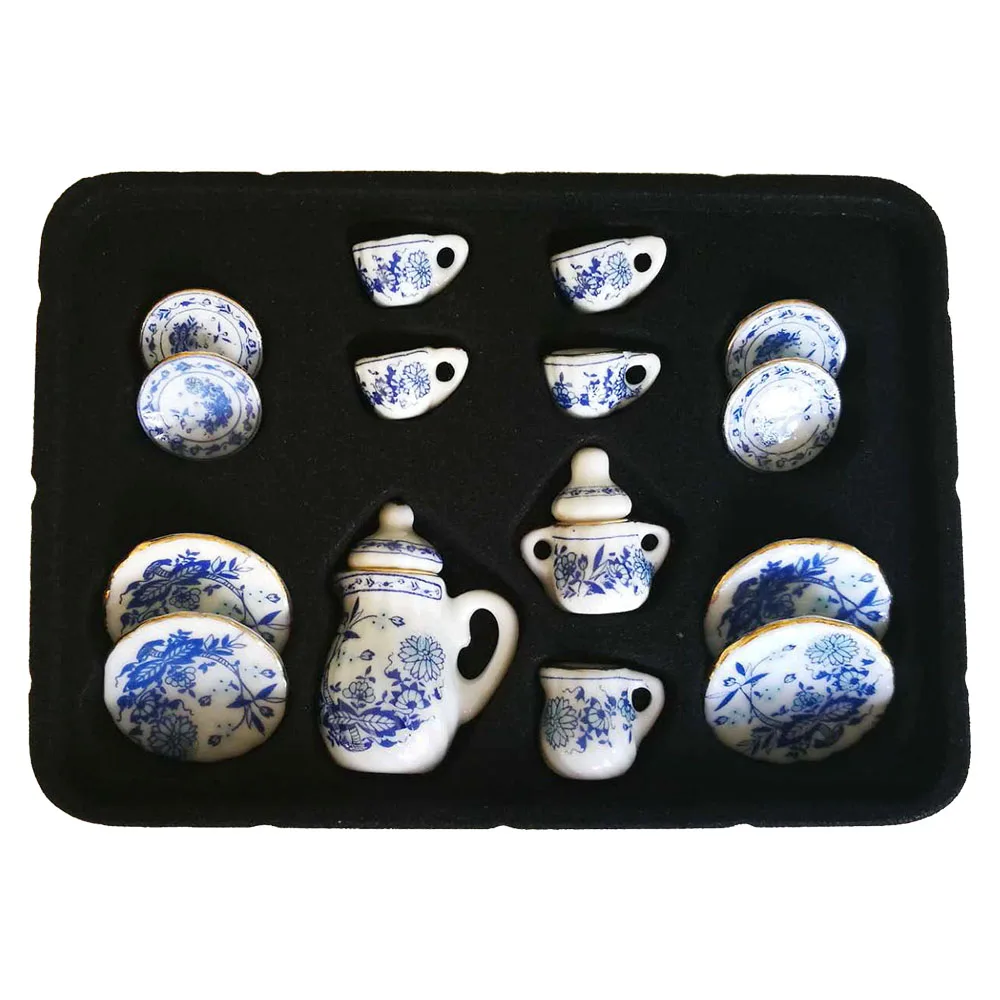 

1:12 Dollhouse Porcelain CHINA Tea Set Dining Ware Rose 15PCS #DC108