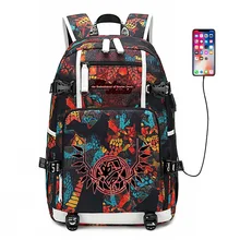 TouHou Project Hakurei Reimu рюкзак USB порт рюкзак сумка Змеиный узор Подростковая Студенческая книжная сумка дорожная сумка для ноутбука