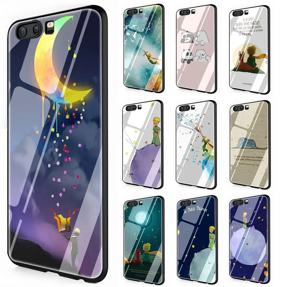 

Lovely the Little Prince fox On Mint Tempered Glass Cover Case for Huawei P10 P20 30 Mate 20 Honor 9 10 Lite Pro 7A 8X P Smart
