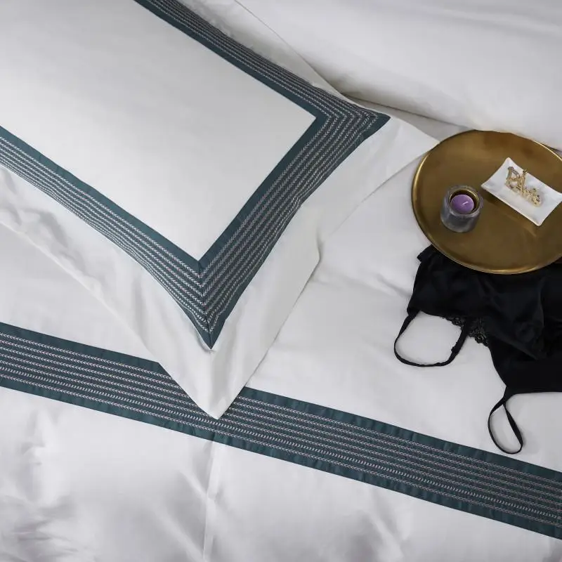 Queen King size Белый постельных принадлежностей Роскошные набор постельного белья для