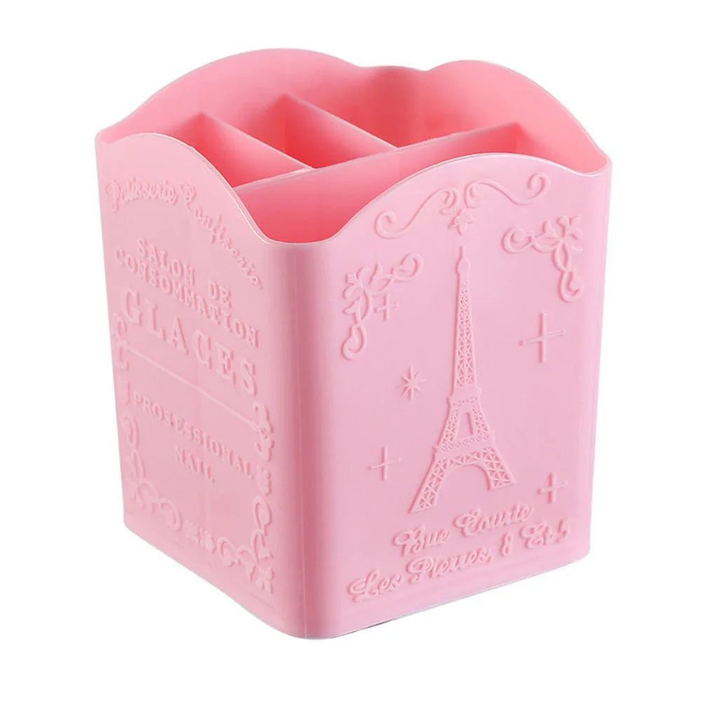

Cosmetic PP Nail Art Tool Organizer Pen Holder Storage Box Desk Multifunctional Makeup Eiffel Tower 4 Compartments Mini