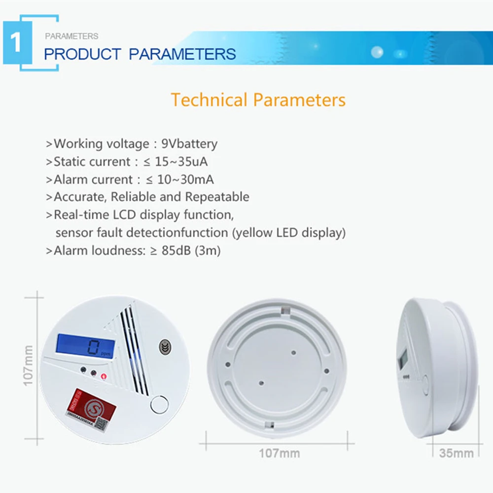 Высокое качество чувствительный детектор окиси углерода сигнализация предупреждающая о возможности отравления детектор Smart угарного газа дымовой датчик ЖК-дисплей индикатор 80dB Предупреждение