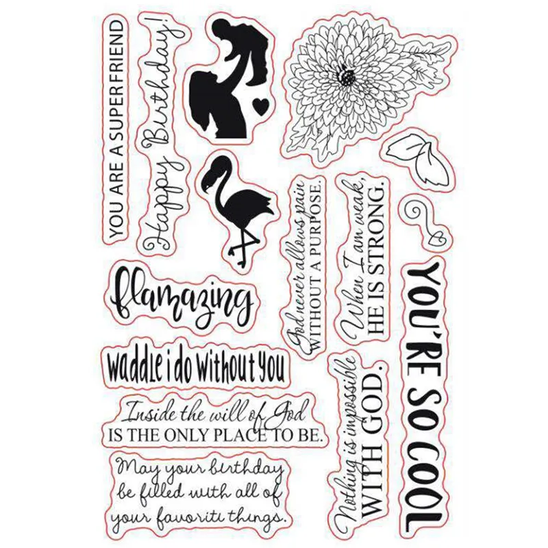 

Sentiments Sayings Phrase Flamingo So Cool Rubber Clear Stamp/Seal Scrapbook/Photo DIY Album Decorative Card Making Clear Stamps