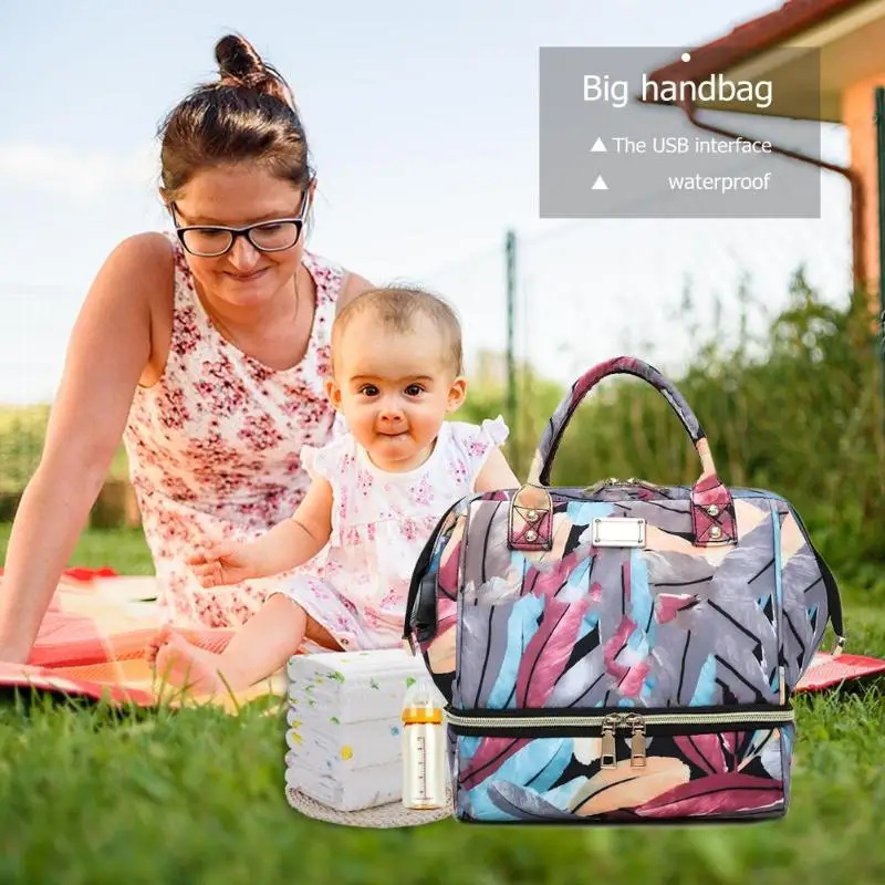 Мумия Материнство подгузник плеча сумки большой емкости USB рюкзак для грудных детей