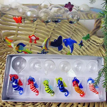

Factory custom, aquarium float Bubble ball decorations glass seahorse charms statues fish tank pendant hippocampal Figurines