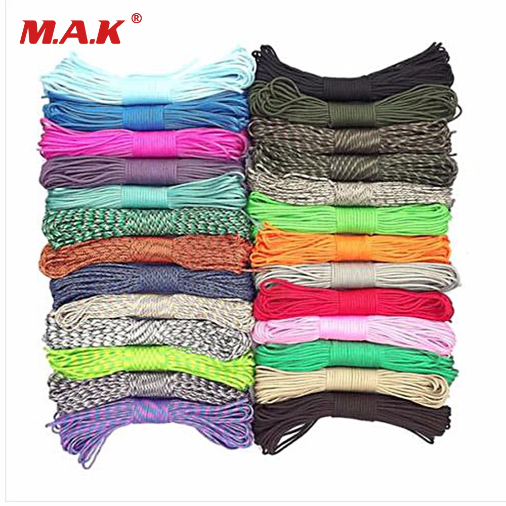 في الهواء الطلق التخييم تسلق لون نقي 550 Paracord 8 m 25/50/100 قدم المظلة الحبل الحبل الثالث 7 ستراند كور