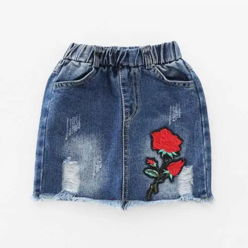 

Kids Girl Fashion Elastic Waist Jean Skirt Tutu Style Ripped Denim Mini Dress
