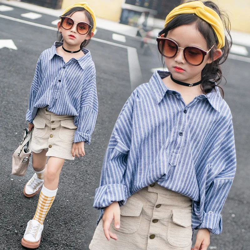 

Girls Shirt 2019 Spring Girls Clothes Teenage School Girl Shirts for Girls Blouse Dot Striped Children Blouse 10 Y Kids Clothes