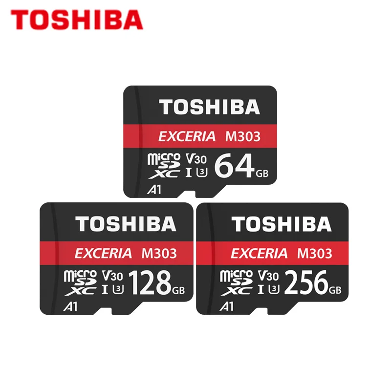 TOSHIBA Micro SDXC Card 256GB Flash Memory Card 128GB TF Card 64GB U3 EXCERIA M303 C10 For 4K V30 Up to 98MB/S A1 UHS-I Card