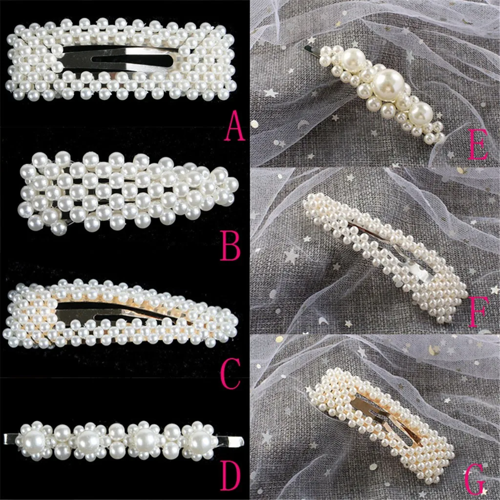 

Korean style 2019 INS omen Cute Girl Pearl Bead Barrette Hair Clip Hairpin Hair Accessories Gift Beautiful hair clips #CE45