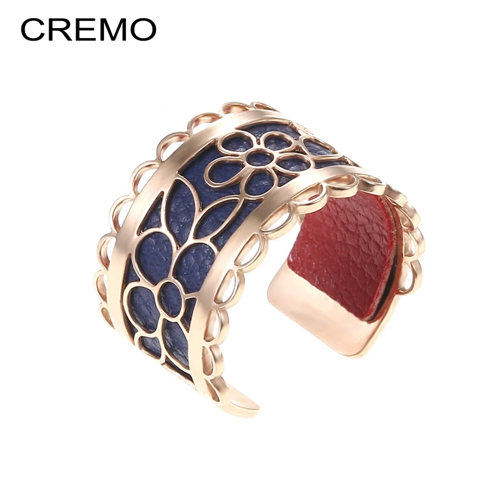 

Cremo Flower Hollow Ring Elegant Bijoux Femme Finger Ring Open Rings For Women Rose Gold Interchangeable Leather Jewelry