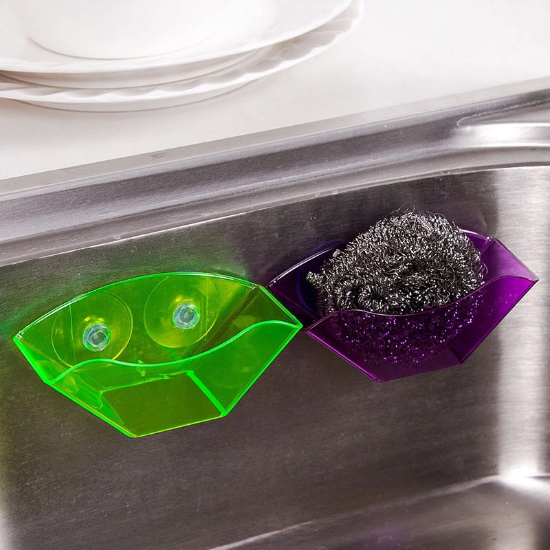 

Useful Double Suction Cup Sink Shelf Soap Sponge Drain Rack Kitchen Sucker Storage Tool