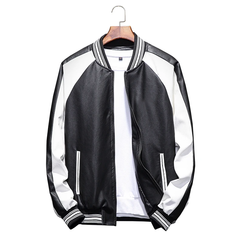 

Men's motorcycle leather jacket 4XL 5XL men's streetwear jacket men's fashion collar collar stitching leather casual jacket