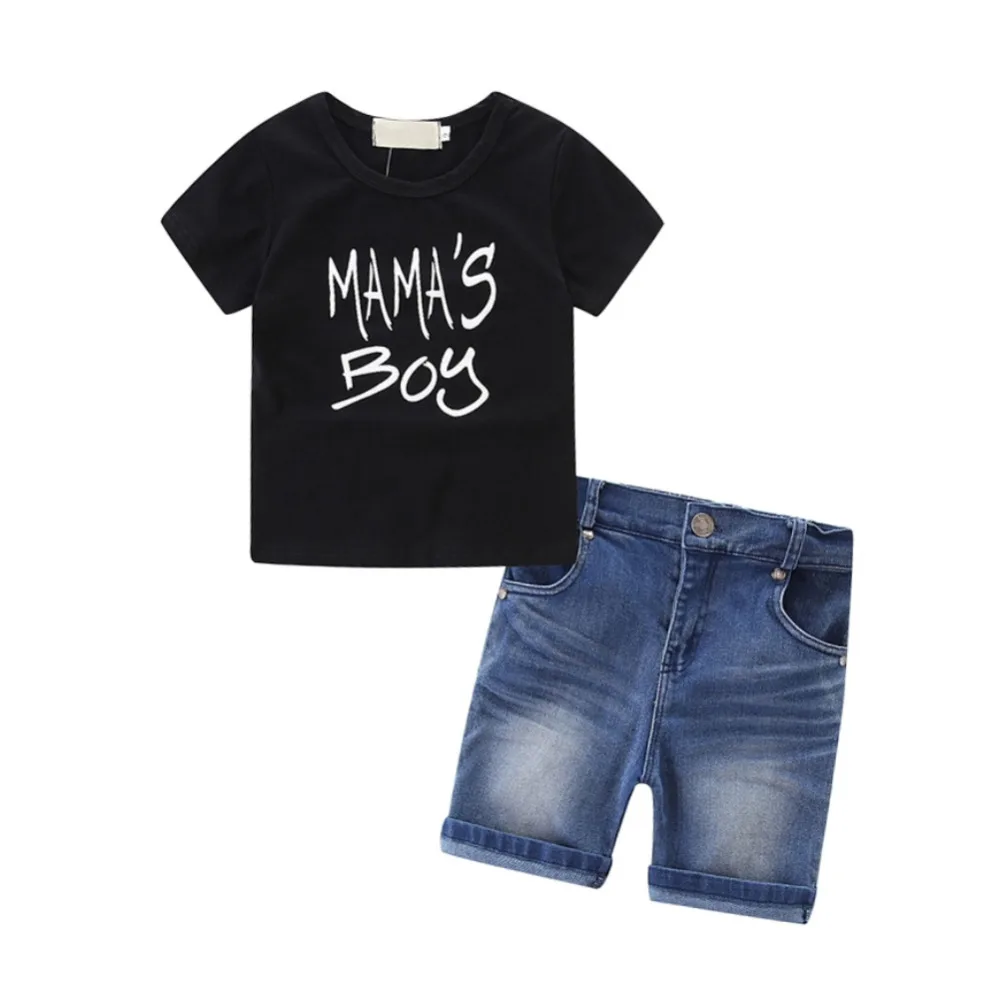 

Baby Boy Clothes Summer 2018 new fashion Clothes Set Cotton Baby Clothing Suit (Shirt+Pants) Denim Jeans Shorts Pants
