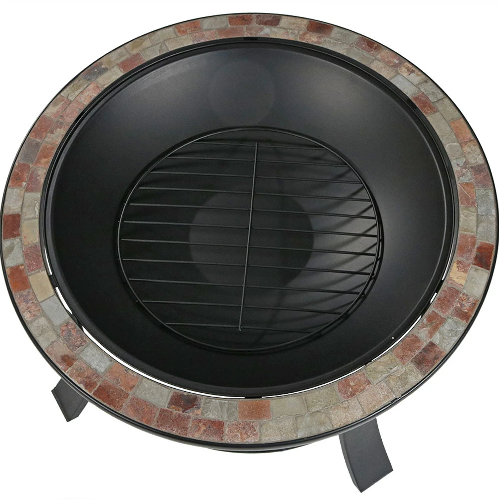 Sunnydaze 30 Inch Natural Slate Fire Pit Table with Spark Screen (5)