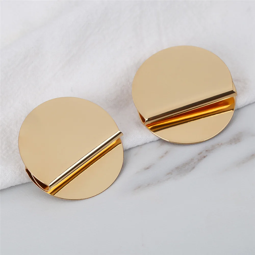 

Simple Golden Circular Earrings Design Female Big Round Circle Acrylic Gold Color Stud Earrings For Women Brincos Jewelry