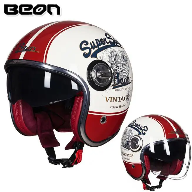 BEON мотоциклетный шлем Casco винтажный 3/4 с открытым лицом Capacete Байкерский скутер