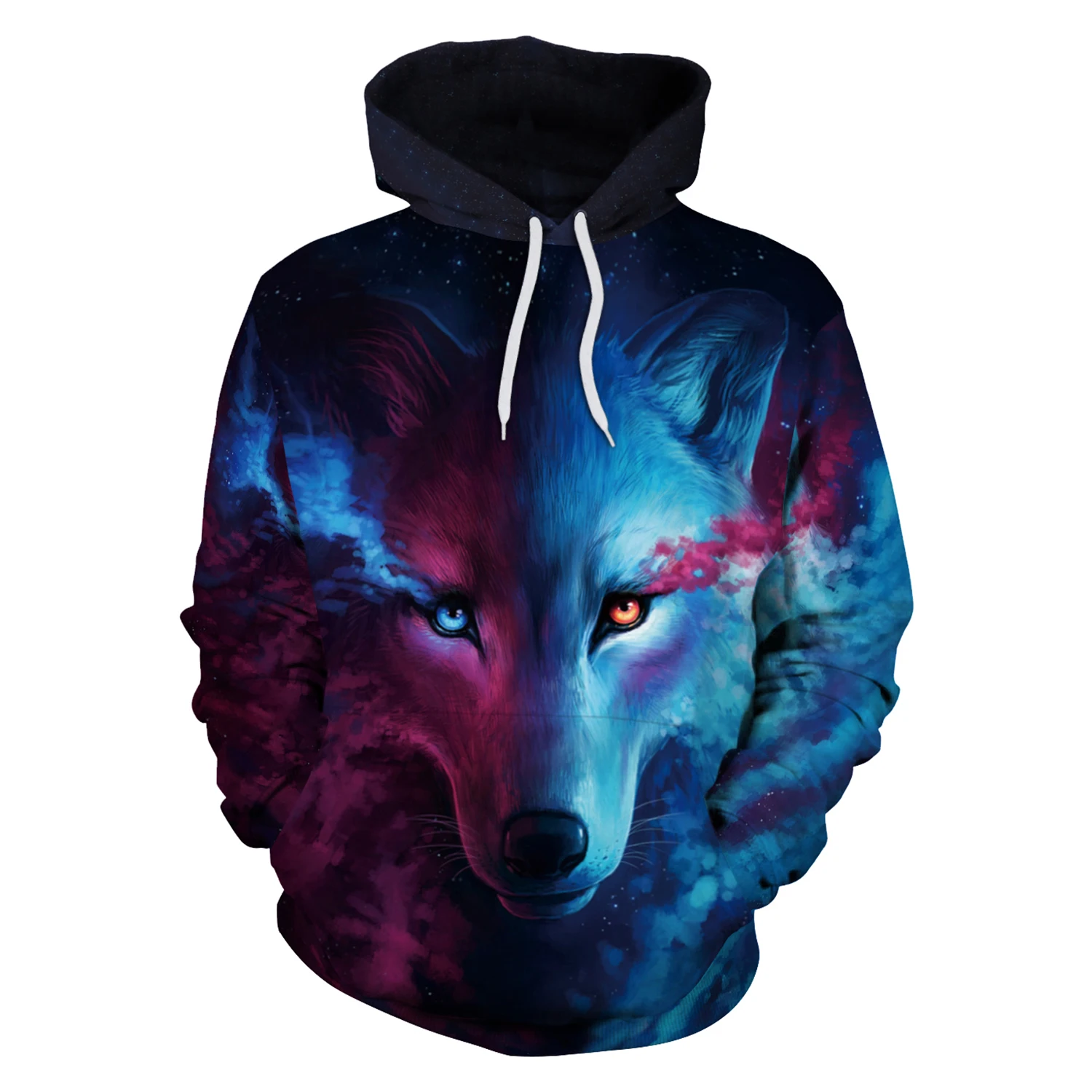 

Animal Wolf Head 3D Print Hoodies with Hat Men Round Neck Loose Sweatshirt Pullover Sudaderas Para Hombre Streetwear Clothes