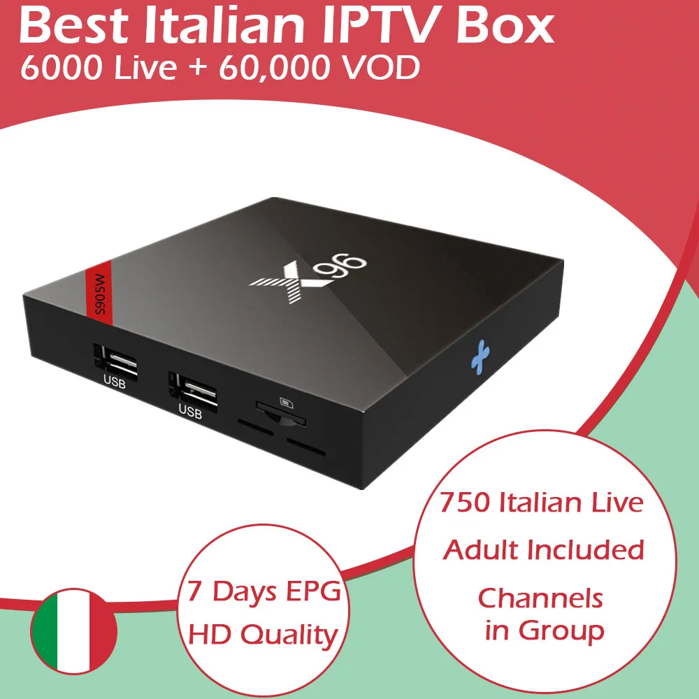 

X96W TV BOX 16G Amlogic S905 with Free Super Italy IPTV Europe IPTV UK Germany Adult 6000Live+60,000 VOD Android 7.1 TV Box