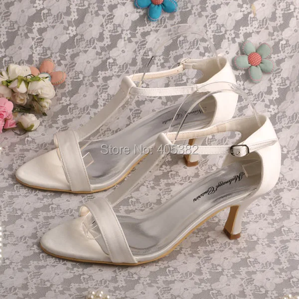 

Wedopus MW501 Ivory T- Strap High Heel Sandals Womens for Bride Pumps