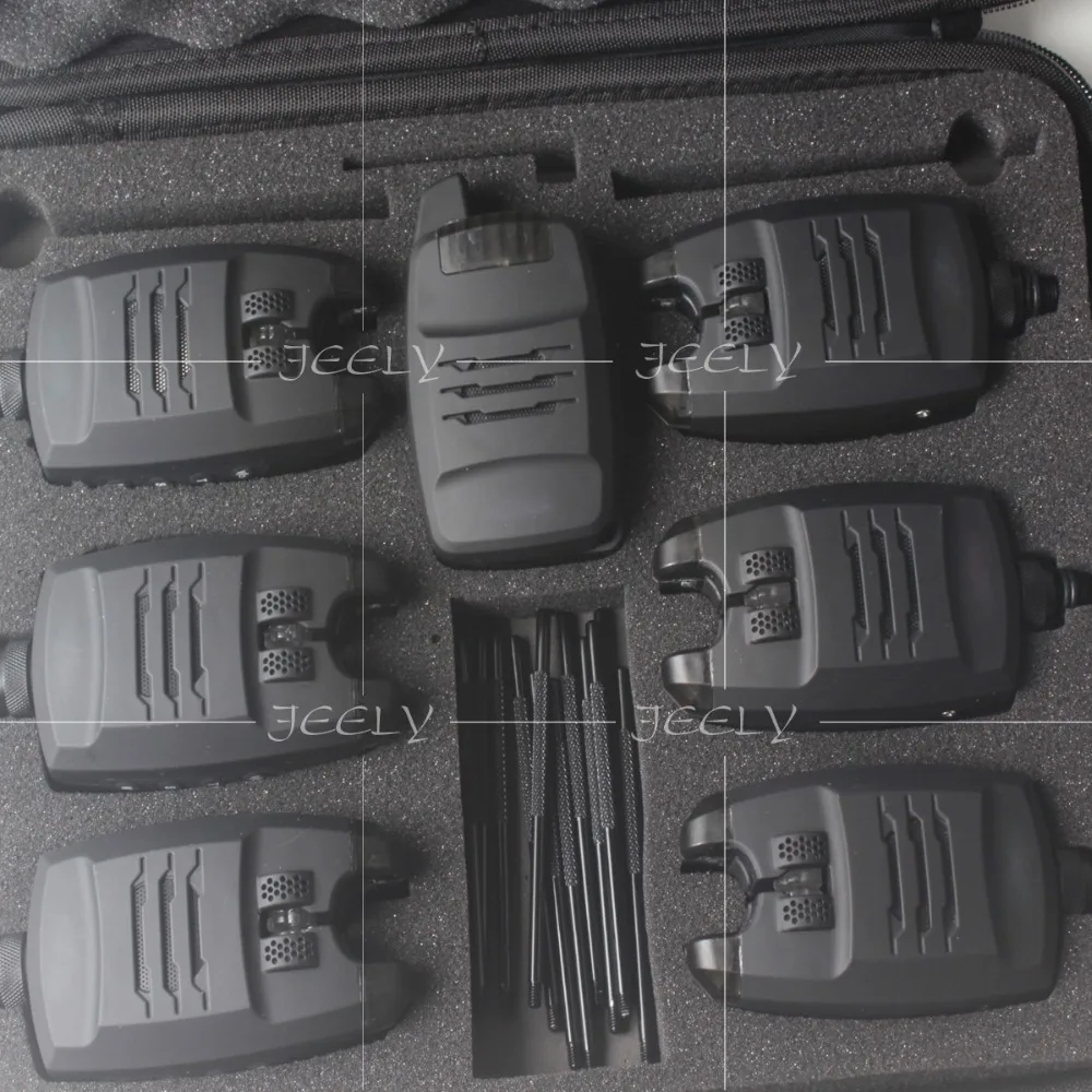 Pesca da Carpa Alarme da Mordida de Pesca Eletrônico com Snag 6 plus 1 e 4 plus 1 Soa e Alarmantes Led sem Fio Jeely Conjunto Alarme Indicador Bar Ouvido 11 Jeely 6 + 1 4 + 1