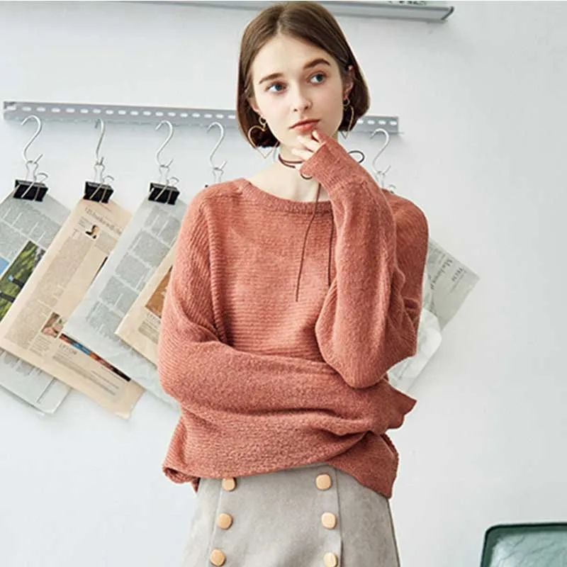 ARTKA осенние новые женские одноцветные пуловеры с круглым вырезом и рукавом летучая мышь, универсальный свитер YB11182Q